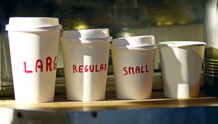 Takeaway cups by size